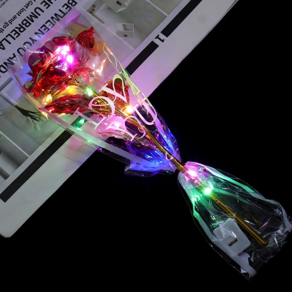 Photography Lighting Simulator Free - Leuchtende Goldfolie-Rose LED-Lichter Fotografie-Requisiten Simulierter Rosenstrauß