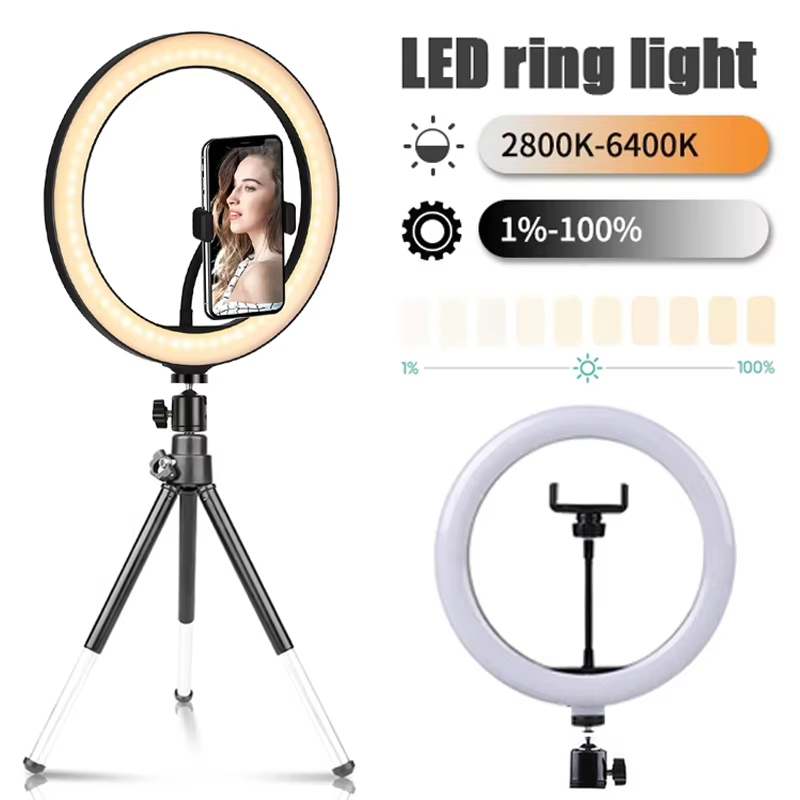 Photography Lighting Diagram - 10 Zoll Selfie-Ringlicht Fotografie-Beleuchtung LED-Ringlampe mit