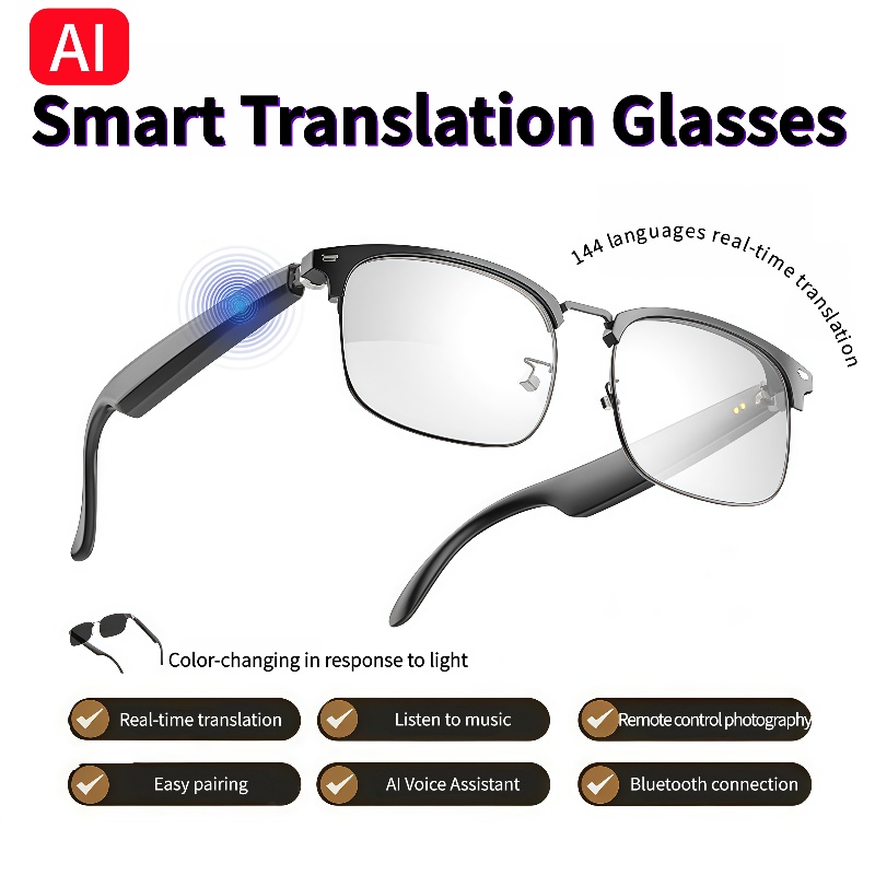 Photography Lighting Assistant - GS13 KI-Smartbrille mit Farbwechsel-Gläsern, Bluetooth-Anruffunktion, für