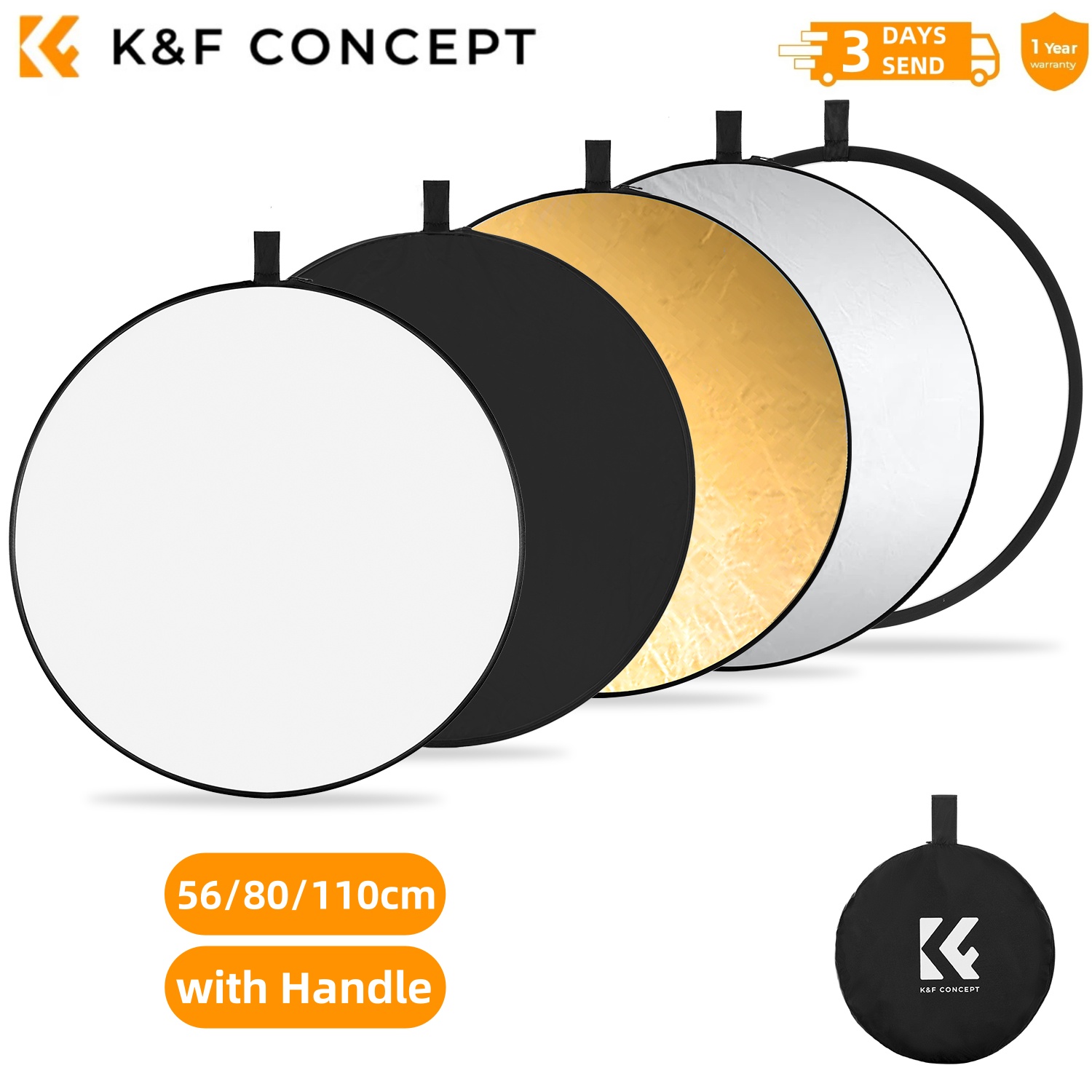 K&F CONCEPT 56/80/110cm 5-in-1 – Photography Lighting Reflectors Bewertung und Preis