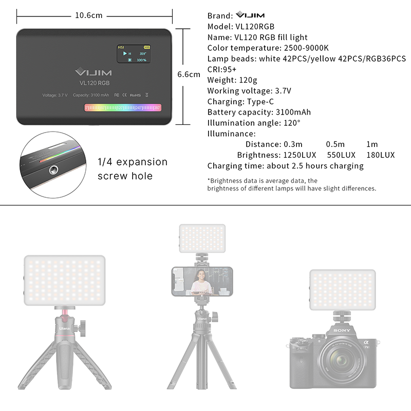 Ulanzi VL120 RGB Kamera Video  – Photography Lighting Uk Bewertung und Preis